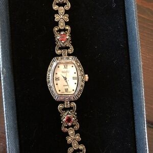 Badavici Vintage Marcasite and Garnet Watch